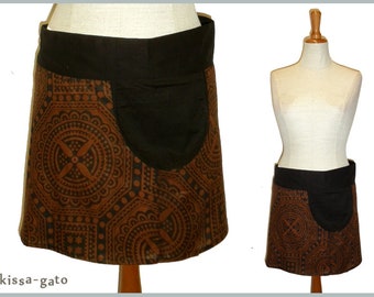 Wrap skirt PIRI skirt light brown brown black kissagato mini skirt with pocket