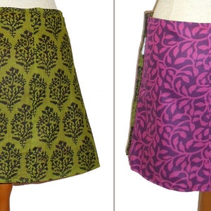 Reversible skirt LISI 37 cm wrap skirt Velcro kissagato skirt purple green S M L image 3