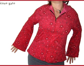 Jacke JARA Übergangsjacke Blumen rot pink leichter Cord kissagato M L XL