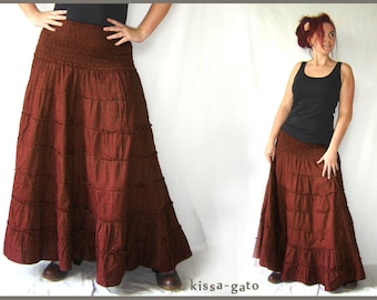 Plate skirt MANU skirt long wide brown kissagato maxi skirt floor-length