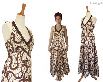 Maxi dress BELLA dress long natural cream brown kissagato halterneck floor length