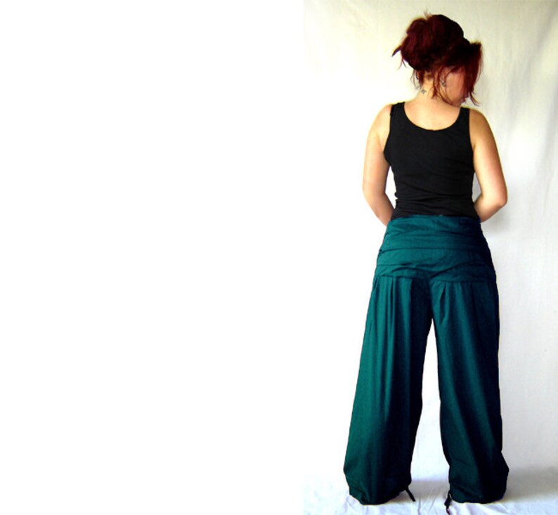 Pleated pants wide waistband petrol pants pump pants kissagato image 4