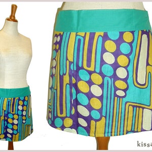 Mini wrap skirt PURI retro turquoise skirt kissagato mini skirt cacheur image 1