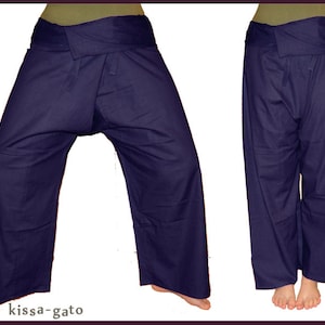 Thai pants Shaolin pants wrap pants fisherman dark blue blue kissagato image 1