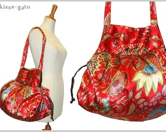 Balloon Bag Bag Red satin flower Kissagato shopper Shoulder Bag