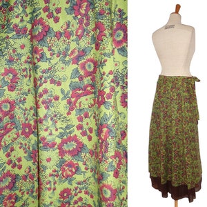 Wrap skirt plate skirt long green olive brown kissagato floor-length wide image 4