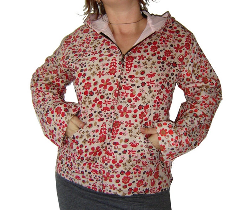 Jacke JARA Übergangsjacke altweiß Blumen leichter Cord kissagato M L Bild 3