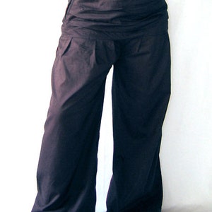 Pleated trousers wide waistband dark blue blue pants kissagato S M L XL image 2