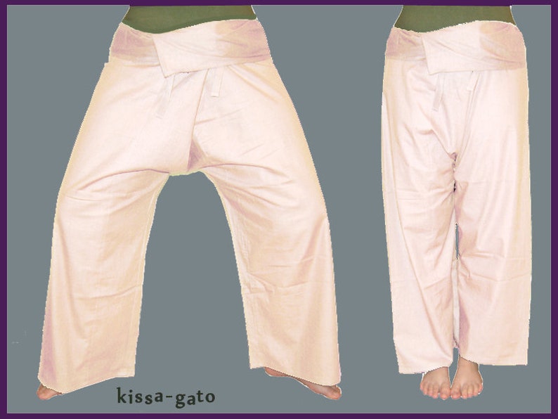 Thai pants Shaolin pants wrap pants fisherman white white kissagato image 1