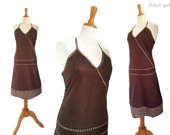 Sommerkleid Neckholderkleid Kleid braun nougat kaffee knielang kissagato Neckholder S M L XL