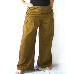 Pleated trousers wide waistband ochre trousers kissagato S M L XL image 2