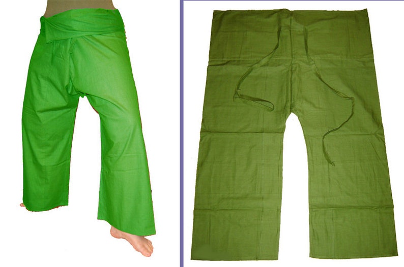 Thai pants Shaolin pants wrap pants fisherman apple green kissagato image 3