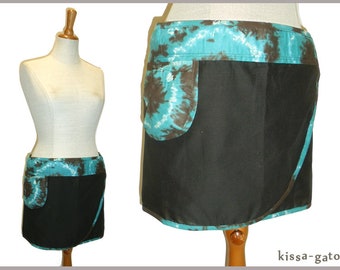 Rock Velcro Rock PINA wrap party mini jupe jupe turquoise de batik kissagato noir