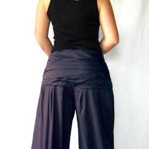 Pleated trousers wide waistband dark blue blue pants kissagato S M L XL image 4