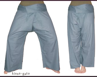 Pantalon thaïlandais Pantalon Shaolin pantalon enveloppant pêcheur gris kissagato