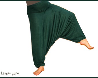 Sarouelhose Viskose Pluderhose Yoga Hose anthrazit dunkelgrau Pumphose Haremshose kissagato