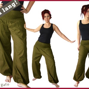 Pluderhose EXTRA LONG Pumphose Yoga Pants army olive kissagato image 1