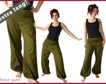 Pluderhose EXTRA LANG Pumphose Yoga Hose army oliv kissagato