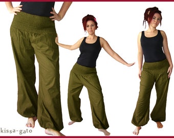 Harem pants, bloomers, yoga pants, army olive kissagato