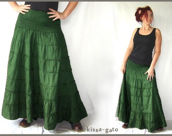 Plate skirt MANU skirt long wide green kissagato maxi skirt floor length