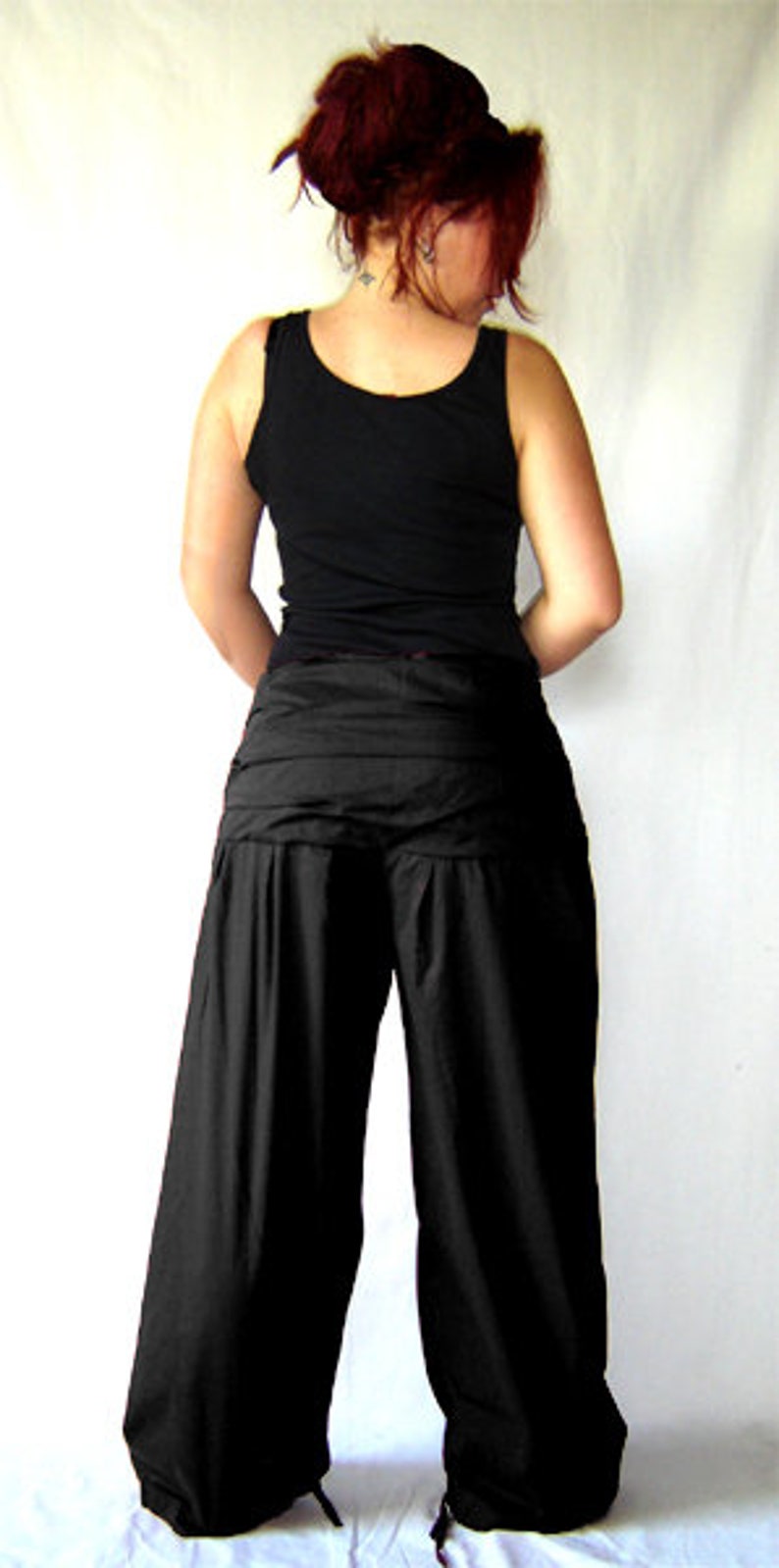 Pleated pants wide waistband black S M L XL kissagato pants pump pants image 4