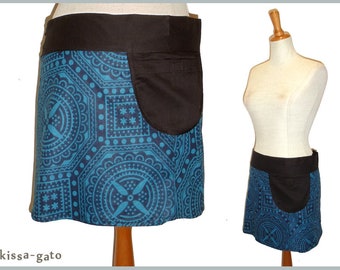 Wrap skirt PIRI skirt petrol blue black kissagato mini skirt with pocket