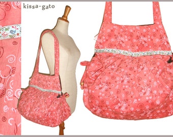 Balloon Bag tote Bag cord Salmon pink ribbon Kissagato Shopper