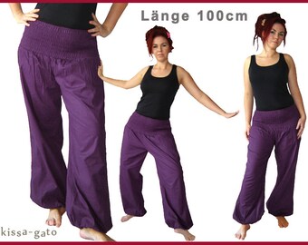 Pluderhose 100cm Pumphose Yoga Hose lila kissagato KURZGRÖSSE