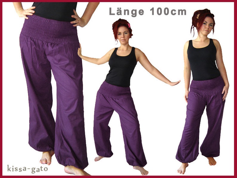 Pluderhose 100 cm Pantalon de yoga Pumphose kissagato violet TAILLE COURTE image 1