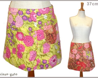 Reversible skirt LISI 37 cm wrap skirt Velcro kissagato Skirt Oliv Yellow Brown Pink S M L