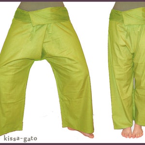 Pantalon thaïlandais Pantalon Shaolin enveloppant pantalon pêcheur vert olive kissagato image 1