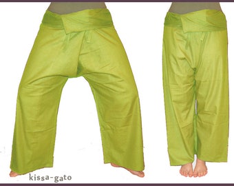 Thaihose Shaolin Hose Wickelhose fisherman oliv grün kissagato