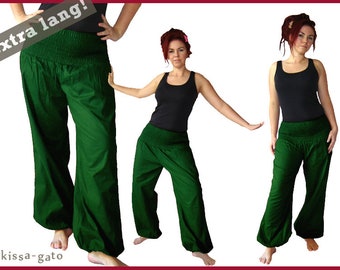 Pluderhose EXTRA LONG Pump pants Yoga pants green dark green kissagato