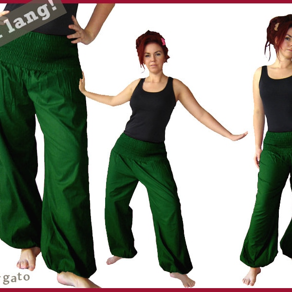 Pluderhose EXTRA LONG Pump pants Yoga pants green dark green kissagato