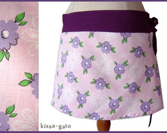 Mini wrap skirt PURI vintage flower purple pink skirt kissagato mini skirt cacheur