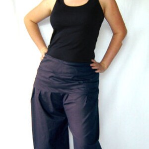 Pleated trousers wide waistband dark blue blue pants kissagato S M L XL image 3