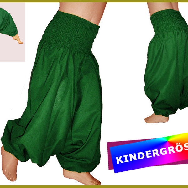 KIDS Pluderhose Pump pants deep crotch dark green green Pants kissagato Children's trousers size 68 to 140