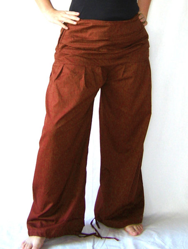Pleated trousers wide waistband brown trousers kissagato S M L XL image 3