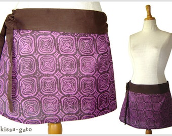 Mini jupe enveloppante PURI jupe marron violet kissagato mini jupe cacheur