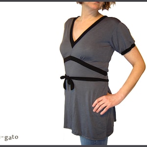 Tunic Misa Long shirt mini dress grey black Kissagato S M L XL A-line image 1