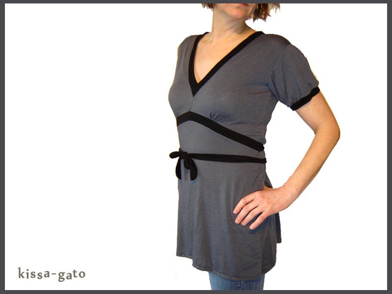 Tunic Misa Long shirt mini dress grey black Kissagato S M L XL A-line image 1