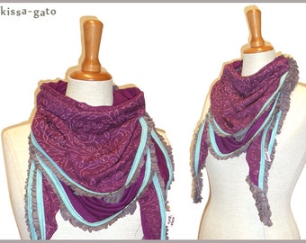 Triangular scarf lilo frills purple eggplant lilac kissagato Towel