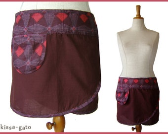 Wickelrock Klettrock PINA Rock Minirock Cacheur kissagato Raute Pink lila Brombeer