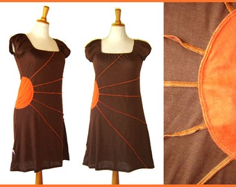 Tunic Sun Long shirt mini dress brown Orange Kissagato S M L XL