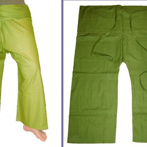 Pantalon thaïlandais Pantalon Shaolin enveloppant pantalon pêcheur vert olive kissagato image 2