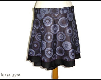 Jupe enveloppante Jupe en coton KRINGEL Bleu Noir Couches jusqu’au genou Jupe Short Kissagato Minijupe Cercles