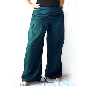 Pleated pants wide waistband petrol pants pump pants kissagato image 3