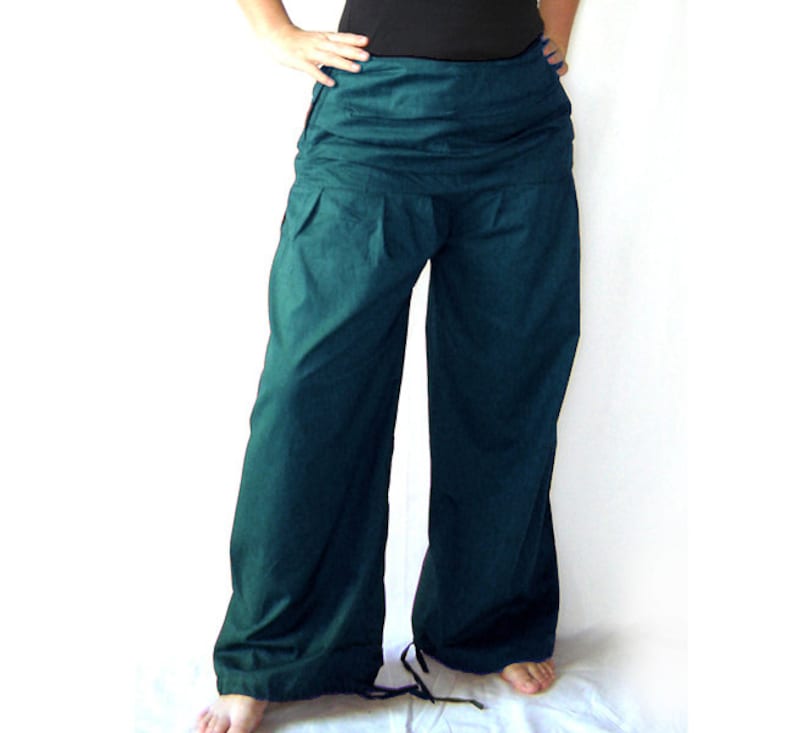 Pleated pants wide waistband petrol pants pump pants kissagato image 3