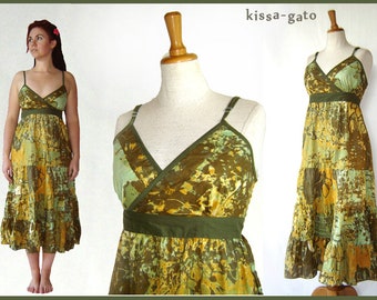 Dress Hilda Summer Dress batik watercolor olive yellow carrier dress Kissagato lang S M L XL