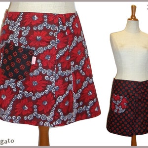 Reversible skirt LISI 37 cm wrap skirt Velcro kissagato black red Skirt M L image 2